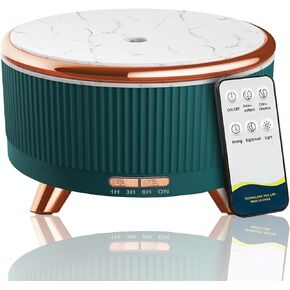 Diffusers for Essential Oils Large Room Humidifier, 500ml Aromatherapy Diffuser with 6 Essential Oils Remote Control,7 Colors Lights & 3 Mist Mode Waterless Auto Off for Women Office Home White Sliver