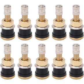 Keenso 10 Pcs Sturdy Brass Valve Stem TR501 High Strength Tubeless Truck Valve Stem for 0.625in Valve Holes Valve Tools