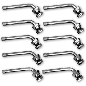 Ten TR555D 60 Degree Bend 3 inch Grommet Valve Stems. Nickel Plated Brass Clamp-in Valve Stems designed for 22.5 and 24.5 Alcoa Truck and Bus Wheels with 9.7mm Valve Holes. TV-555D Haltec Valve Stems.