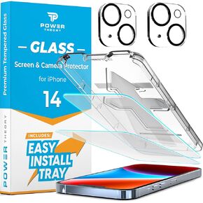Power Theory Designed for iPhone 14 Pro Max Screen Protector with Camera Lens Protectors and Easy Install Kit [Premium Tempered Glass]