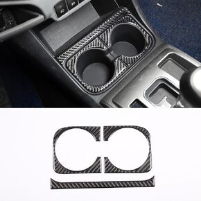 Car Real Soft Carbon Fiber Center Console Cup Holder Panel Trim Sticker Fit for Toyota Tacoma 2011-2015 Automotive Interior Decoration 2PCS (Black Carbon Fiber)