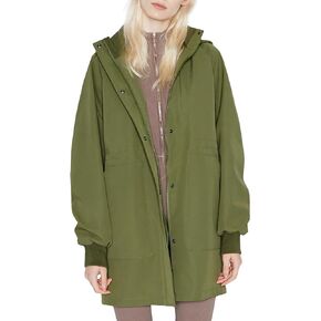 Orolay Women's Windproof Rain Jacket Outdoor Softshell Windbreaker with Hood Insulated Long Outwear Utility Anorak Coat