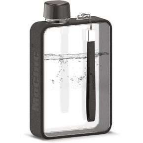 Mochic 13oz Flat Water Bottle - Portable Travel Mug Handbag Slim Cold Plastic Flask | BPA Free A5 Water Bottle Tritan Plastic | Sports, Camping, Gym, Fitness, Outdoor - Leak Proof. 380ml (Black)