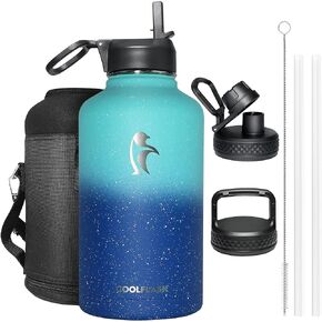 32 oz Insulated Water Bottle with Straw&3 Lids, Coolflask Stainless Steel Metal Flask Wide Mouth for Sports or Office, Non-BPA Keep Cold Up to 48 Hrs or Hot Up to 24 Hrs, Bubblegum Princess