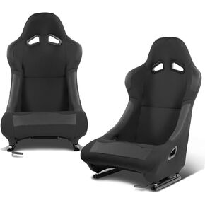 DNA MOTORING Universal Fixed Back Racing Seats with Bottom Mount Sliders,21.5" W X 22" D X 36" H,Black,RS-JBR-008-BK
