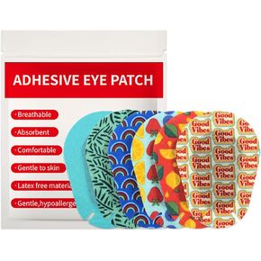 120PCS Colorful Eye Patches for Kids 6 Styles Disposable Eye Bandage Patch Pad Stretch Fabric Breathable Adhesive Bandages for Kids and Adults Lazy Eyes and Amblyopia