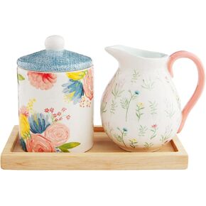 Mud Pie 47800016, Multi, Floral Cream And Sugar Set, assembled 4" x 7"