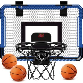 Basketball Hoop Indoor for Kids, Over The Door Basketball Hoop, Mini Basketball Hoop with Electronic Scoreboard & 3 Balls, Basketball Toys for 3 4 5 6 7 8 9 10 11 12 Year Old Boys