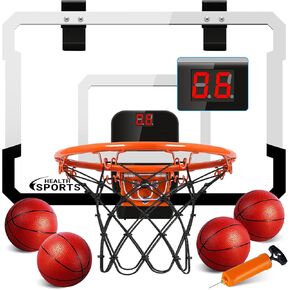Basketball Hoop Indoor for Kids, Over The Door Basketball Hoop, Mini Basketball Hoop with Electronic Scoreboard & 3 Balls, Basketball Toys for 3 4 5 6 7 8 9 10 11 12 Year Old Boys