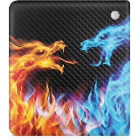 Carbon Fiber Tablet Skin Compatible with Kobo Libra 2 (2023) - Dueling Dragons - Premium 3M Vinyl Protective Wrap Decal Cover - Easy to Apply | Crafted in The USA by MightySkins