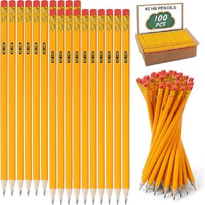 200 Pack #2 HB Pencils Bulk Yellow Sharpened Pencils with Erasers for Kids, 2 Pre-sharpened pencils number 2 pencils for classroom office Supplies, Writing, Drawing and Sketching (Wood-Cased)