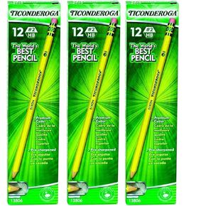 Dixon Ticonderoga Wood-Cased 2 HB Pencils, Pre-Sharpened, Box of 12, (Pack of 3)