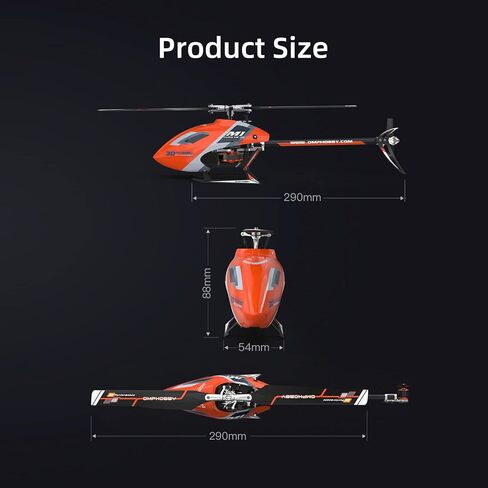 OMPHOBBY M1 EVO RTF Helicopter, Dual Brushless Motors 6CH Direct-Drive Mini RC Helicopters for Adults, 3D Flight Heli with Pocket Remote Control, OMP M1 Upgraded Version Ready to Fly Yellow in Saudi Arabia
