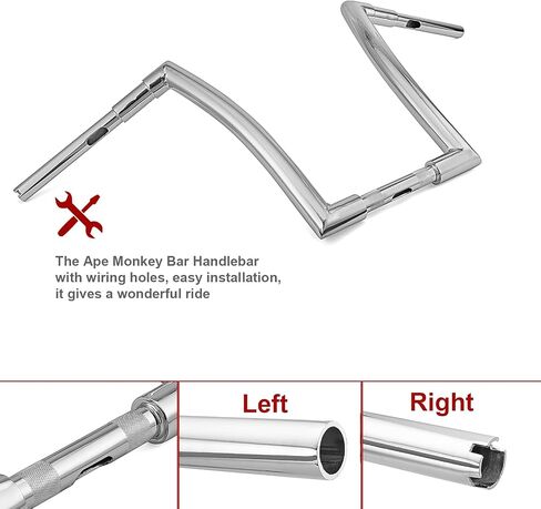 WSays 1.5 inch Fat Bar 14" Rise Ape Bar Handlebar Steel Pipe Black Compatible with Harley Dyna Softail Sportster XL 883 1200 & 1994-2022 Road King Model & 1998-2013 Road Glide in Saudi Arabia