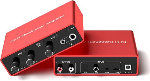 Dacimora Hi-Fi 32-600 Ohm مضخم سماعة الرأس مضخم صوت ستيريو يدعم مدخل USB-C/3.5 مم، مخرج سماعة رأس 3.5 مم/6.35 مم/RCA، 120 ديسيبل SNR، 32 بت 384 كيلو هرتز USB، التحكم في الجهير والتريبل in Kuwait