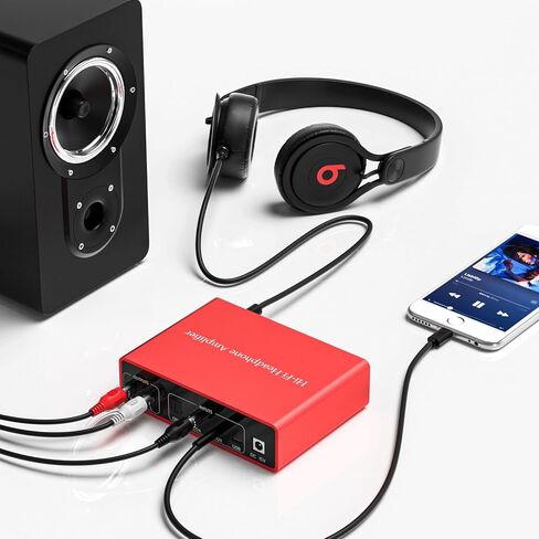 Dacimora Hi-Fi 32-600 Ohm مضخم سماعة الرأس مضخم صوت ستيريو يدعم مدخل USB-C/3.5 مم، مخرج سماعة رأس 3.5 مم/6.35 مم/RCA، 120 ديسيبل SNR، 32 بت 384 كيلو هرتز USB، التحكم في الجهير والتريبل in Kuwait