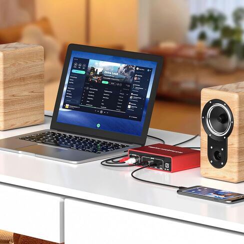 Dacimora Hi-Fi 32-600 Ohm مضخم سماعة الرأس مضخم صوت ستيريو يدعم مدخل USB-C/3.5 مم، مخرج سماعة رأس 3.5 مم/6.35 مم/RCA، 120 ديسيبل SNR، 32 بت 384 كيلو هرتز USB، التحكم في الجهير والتريبل in Kuwait