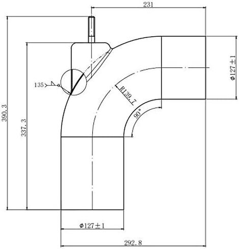 كوع العادم مقاس 5 بوصات (12F-17476A) لشركة Freightliner Columbia (رقم OEM A04-17476-000) in Saudi Arabia