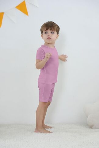 GUISBY Rayon Baby Toddler Kids Girls Boys Soft Short Pjs Cool Summer Pajamas 2pcs Sets in Kuwait