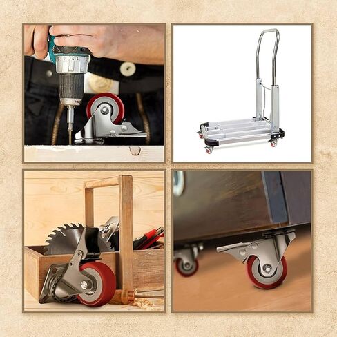 Online Best Service 4 Pack Caster Wheels Swivel Plate On Red Polyurethane Wheels (2 inch with Brake) in Kuwait