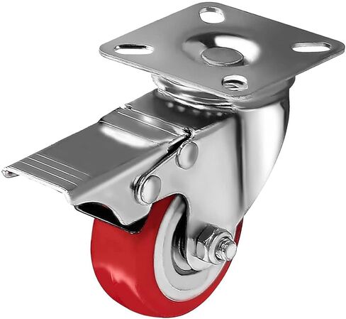 Online Best Service 4 Pack Caster Wheels Swivel Plate On Red Polyurethane Wheels (2 inch with Brake) in Kuwait