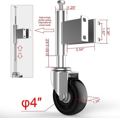 Spring Loaded Gate Casters 8" Heavy Duty Gate Caster Wheels with Hardware Load Capacity 800 Lbs in Kuwait