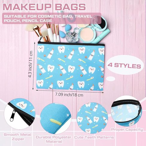 Suhine 12 Pcs Dental Hygienist Gifts 4 Pairs Novelty Teeth Socks 4 Dental Teeth Makeup Bags 4 Tooth Shape Key Chains Dental Assistant Gift for Women Doctor Nurse in Saudi Arabia