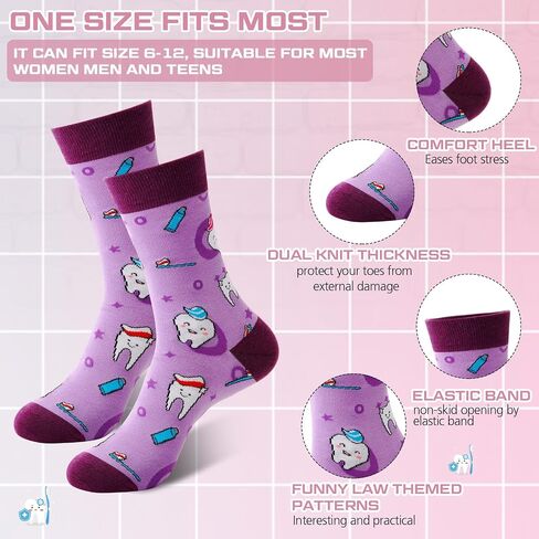 Suhine 12 Pcs Dental Hygienist Gifts 4 Pairs Novelty Teeth Socks 4 Dental Teeth Makeup Bags 4 Tooth Shape Key Chains Dental Assistant Gift for Women Doctor Nurse in Saudi Arabia