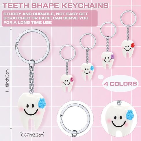 Suhine 12 Pcs Dental Hygienist Gifts 4 Pairs Novelty Teeth Socks 4 Dental Teeth Makeup Bags 4 Tooth Shape Key Chains Dental Assistant Gift for Women Doctor Nurse in Saudi Arabia