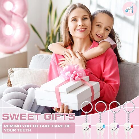 Suhine 12 Pcs Dental Hygienist Gifts 4 Pairs Novelty Teeth Socks 4 Dental Teeth Makeup Bags 4 Tooth Shape Key Chains Dental Assistant Gift for Women Doctor Nurse in Saudi Arabia