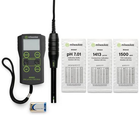 ميلووكي MW802 LED اقتصادي محمول درجة الحموضة/EC/TDS متر مع معايرة يدوية بنقطة واحدة، 0.0 إلى 14.0 درجة حموضة، -0.1 دقة درجة حموضة، -0.2 درجة حموضة in Saudi Arabia