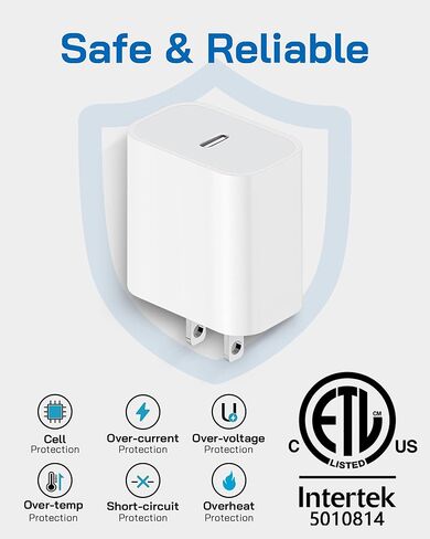 iPhone Charger Fast Charging, 3PACK 20W USB C Wall Charger Block with 3PACK 6FT Fast iPhone Charger Cord Compatible with iPhone 14/13/12/11 Pro Max,Mini,Pro/XR/iPad in Kuwait