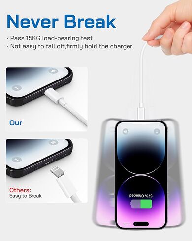 iPhone Charger Fast Charging, 3PACK 20W USB C Wall Charger Block with 3PACK 6FT Fast iPhone Charger Cord Compatible with iPhone 14/13/12/11 Pro Max,Mini,Pro/XR/iPad in Kuwait