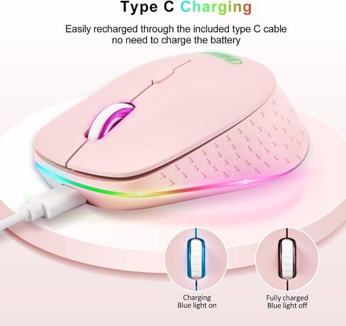 Greshare Wireless Gaming Mouse Computer Mouse PC Mouse Mac Gaming Mouse Bluetooth Mouse Soundless Mouse Mice for PC, Tablet, Laptop with Win/Pad/Mac/Linux/Andriod/iOS.Gift (Pink) in Saudi Arabia