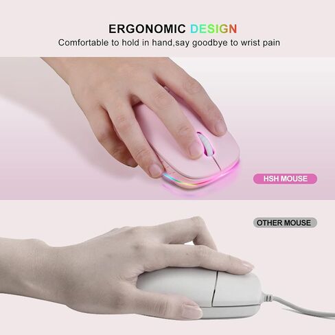 Greshare Wireless Gaming Mouse Computer Mouse PC Mouse Mac Gaming Mouse Bluetooth Mouse Soundless Mouse Mice for PC, Tablet, Laptop with Win/Pad/Mac/Linux/Andriod/iOS.Gift (Pink) in Saudi Arabia