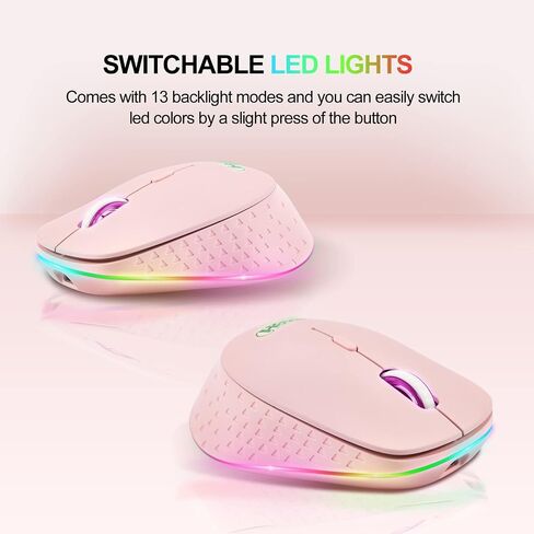 Greshare Wireless Gaming Mouse Computer Mouse PC Mouse Mac Gaming Mouse Bluetooth Mouse Soundless Mouse Mice for PC, Tablet, Laptop with Win/Pad/Mac/Linux/Andriod/iOS.Gift (Pink) in Saudi Arabia