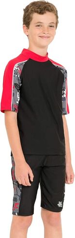 Tuga Boys Short Sleeve Rash Guard 1-14 Years, UPF 50+ Sun Protection Swim Shirt in Kuwait