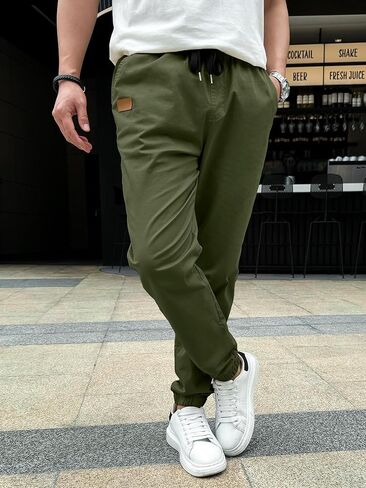 PLEPAN الرجال السراويل ركض عادية رباط قطن تشينو السراويل البضائع المشي لمسافات طويلة في الهواء الطلق حك المسار الركض Sweatpants in Kuwait