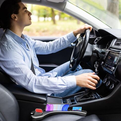 منظم حشو فجوة مقعد السيارة من Dafun، عبوتين، 2024 ترقية من جلد البولي يوريثان لحشو فجوة مقعد السيارة لشاحنة سيارات الدفع الرباعي، ملحقات سوداء داخلية للرجال والنساء in Kuwait