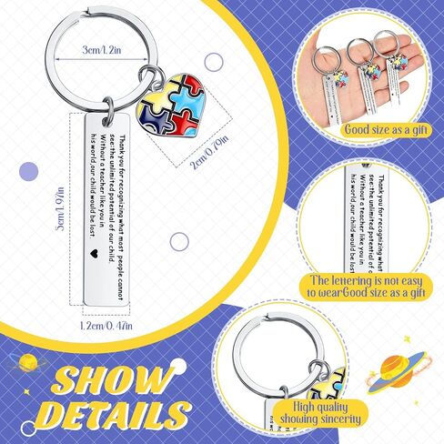 12 Pcs Autism Awareness Appreciation Gifts Keychain Autism Teacher Speech Therapist Thank You Gifts for Special Education Teachers Day Autism Awareness Month in Saudi Arabia