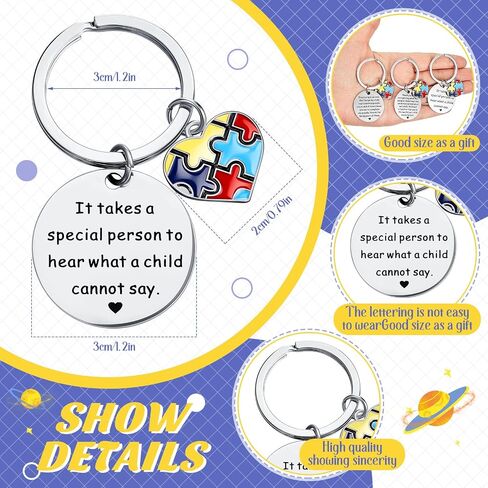 12 Pcs Autism Awareness Appreciation Gifts Keychain Autism Teacher Speech Therapist Thank You Gifts for Special Education Teachers Day Autism Awareness Month in Saudi Arabia