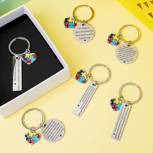 12 Pcs Autism Awareness Appreciation Gifts Keychain Autism Teacher Speech Therapist Thank You Gifts for Special Education Teachers Day Autism Awareness Month in Saudi Arabia