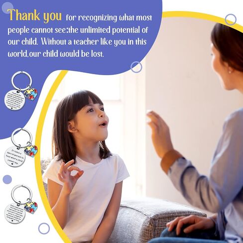 12 Pcs Autism Awareness Appreciation Gifts Keychain Autism Teacher Speech Therapist Thank You Gifts for Special Education Teachers Day Autism Awareness Month in Saudi Arabia