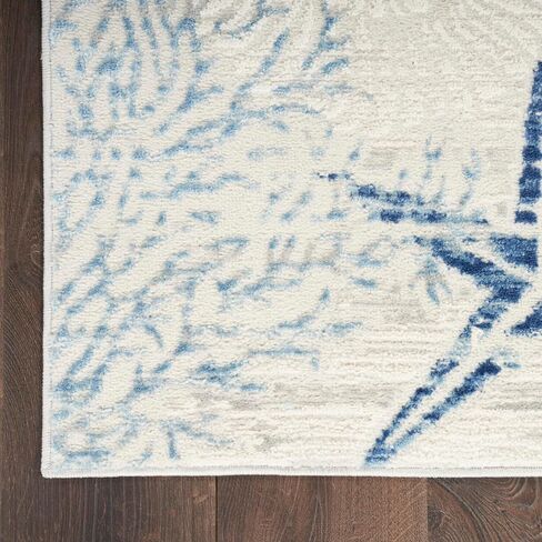 Nourison Pompeii Nature Ivory Grey Blue 9' x 12' Area -rug, Easy -cleaning, Non Shedding, Bed Room, Living Room, Dining Room, Kitchen (9x12) in Saudi Arabia