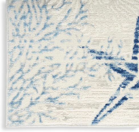 Nourison Pompeii Nature Ivory Grey Blue 9' x 12' Area -rug, Easy -cleaning, Non Shedding, Bed Room, Living Room, Dining Room, Kitchen (9x12) in Saudi Arabia