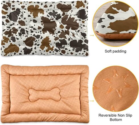 xigua Cow Print Pet Dog Bed, Soft Comfortable Pet Mat Anti-Slip Bottom Machine Washable Dog Crate Pad for Small Medium Large Dogs in Saudi Arabia