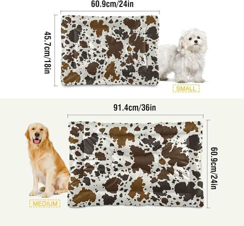 xigua Cow Print Pet Dog Bed, Soft Comfortable Pet Mat Anti-Slip Bottom Machine Washable Dog Crate Pad for Small Medium Large Dogs in Saudi Arabia