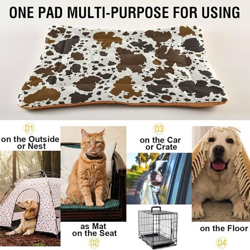 xigua Cow Print Pet Dog Bed, Soft Comfortable Pet Mat Anti-Slip Bottom Machine Washable Dog Crate Pad for Small Medium Large Dogs in Saudi Arabia
