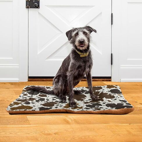 xigua Cow Print Pet Dog Bed, Soft Comfortable Pet Mat Anti-Slip Bottom Machine Washable Dog Crate Pad for Small Medium Large Dogs in Saudi Arabia