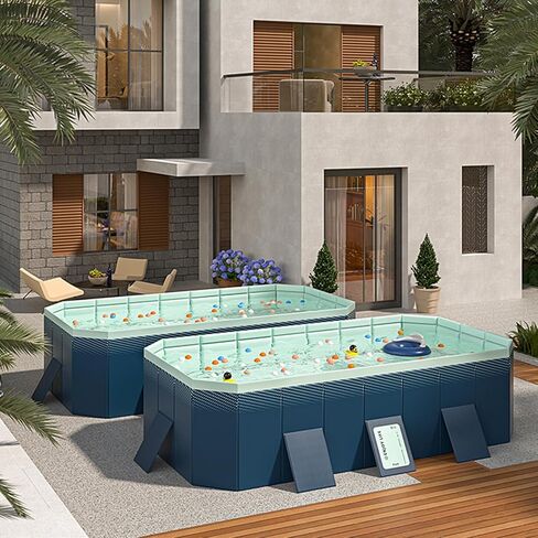 Non-Inflatable Kiddie Pool, Plastic Foldable Dog Swimming Pool Outdoor Backyard for Fun Water Play - Perfect for Kids and Adults, 116" L x 65" W x 21.7" H in Saudi Arabia